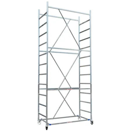 Trabattello Ponteggio Acciaio 160x80 cm Mezzopiano Ruote Lavoro 510 cm