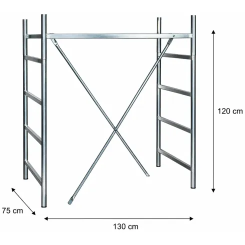 Alzata Completa 120 cm per Trabattello Ponteggio Acciaio Zincato