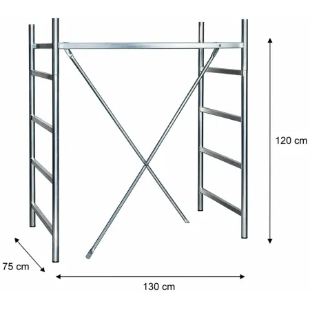 Alzata Completa 120 cm per Trabattello Ponteggio Acciaio Zincato