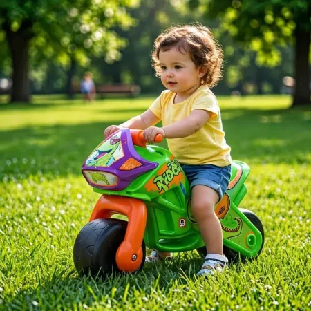 Moto Cavalcabile per Bambini Verde Dinosauro per Equilibrio 30 kg
