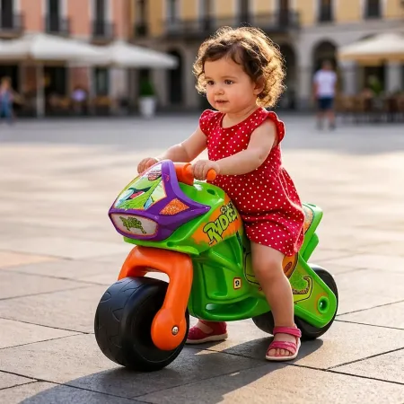 Moto Cavalcabile per Bambini Verde Dinosauro per Equilibrio 30 kg