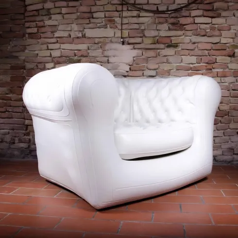 Poltrona Gonfiabile 1 Posto in PVC Bianco per Interno Esterno Valvole