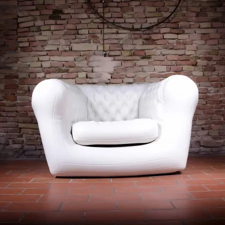 Poltrona Gonfiabile 1 Posto in PVC Bianco per Interno Esterno Valvole