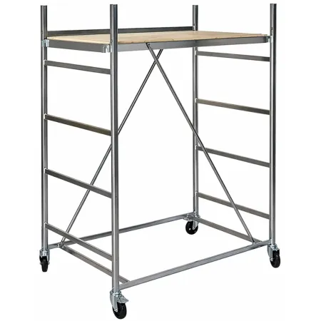Trabattello Ponteggio Acciaio Altezza 320 cm Mezzopiano Ruote Girevoli