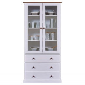 Vetrina con 3 Cassetti e 2 Ante Credenza Bianca da Cucina in Legno 2