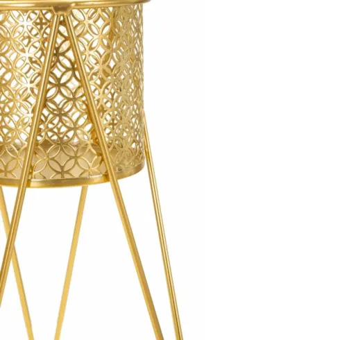 Portavasi Metallo Oro Set 2 Pz 46 e 32 cm Intagli Tondi Vasi Rimovibili