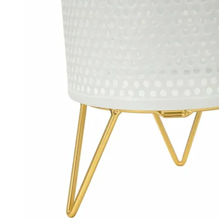 Set 2 Portavasi Metallo Bianco Oro a Pois Vasi Rimovibili da Interno