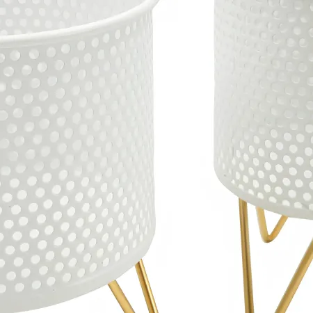 Set 2 Portavasi Metallo Bianco Oro a Pois Vasi Rimovibili da Interno