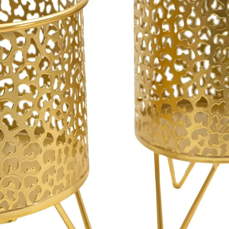 Set 2 Portavasi in Metallo Traforato Oro Vasi Rimovibili da Interno