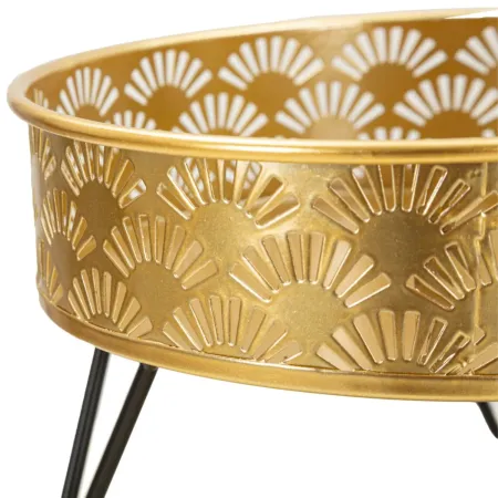 Set 2 Portavasi Bassi Metallo Nero Oro 20 e 18 cm Vasi Rimovibili