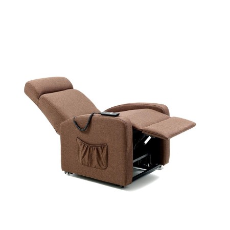 Poltrona Alzapersona Marrone Elettrica Tessuto Reclinabile per Anziani Relax