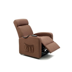 Poltrona Alzapersona Marrone Elettrica Tessuto Reclinabile per Anziani Relax 2