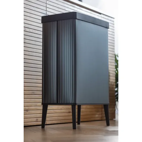 Pattumiera Keter 54L Blu Perlato Apertura Push per Cucina con Gambe