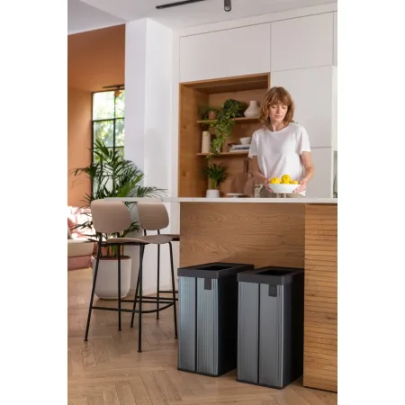 Pattumiera Keter 54L Blu Perlato Differenziata Materiale Riciclato