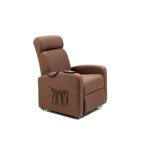 Poltrona Alzapersona Marrone Elettrica Tessuto Reclinabile per Anziani Relax
