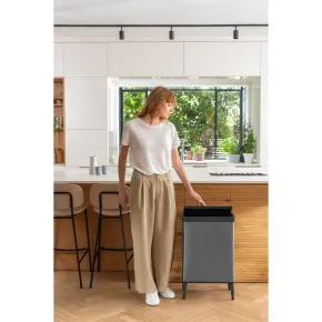 Pattumiera Keter 54L Grigio Perlato Apertura Push per Cucina con Gambe 2