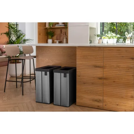 Pattumiera Keter 54L Grigio Perlato Differenziata Materiale Riciclato