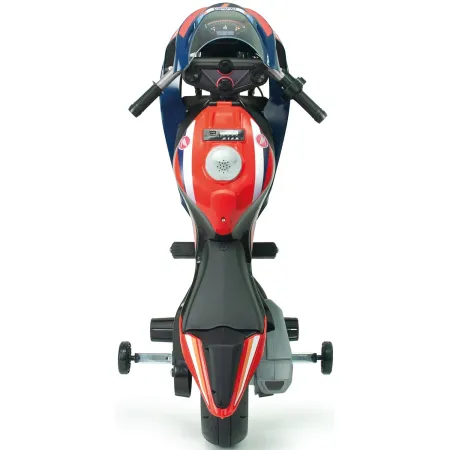 Moto Elettrica per Bambini Honda 12V Blu con Rotelle Laterali Luci LED