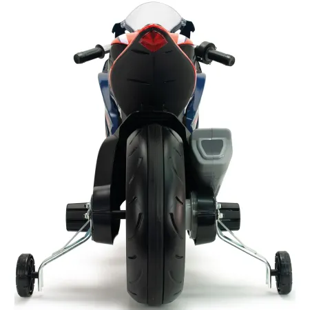 Moto Elettrica per Bambini Honda 12V Blu con Rotelle Laterali Luci LED