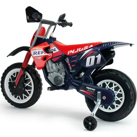 Moto Elettrica per Bambini Repsol 6V Rosso Blu Rotelle Laterali Sport