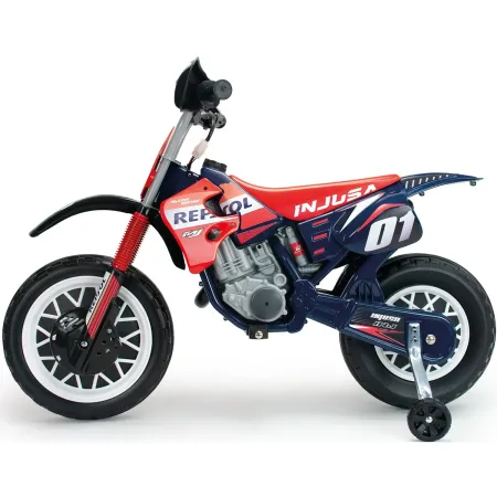 Moto Elettrica per Bambini Repsol 6V Rosso Blu Rotelle Laterali Sport