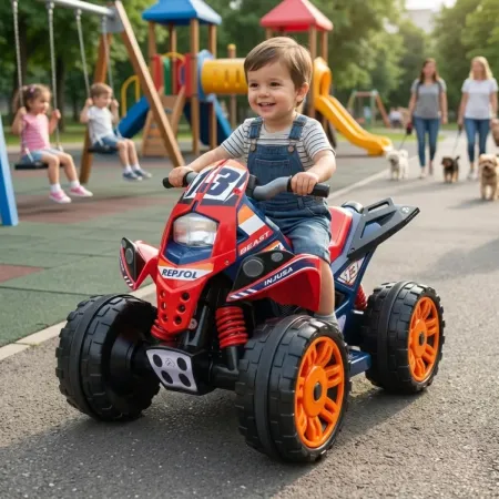 Quad Elettrico per Bambini Rosso Blu Repsol 12V Ruote Antiscivolo