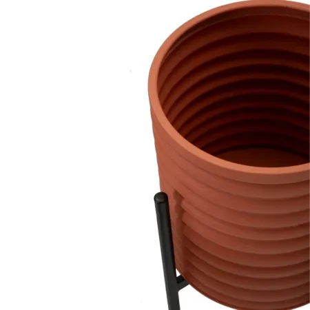 Set 3 Portavasi in Metallo Effetto Mattone Rosso Nero da Interno