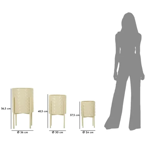 Set 3 Portavasi in Metallo Crema 36-30-24 cm da Interno Porta Piante