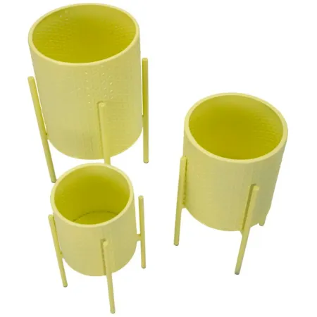 Set 3 Portavasi in Metallo Giallo 36-30-24 cm da Interno Porta Piante