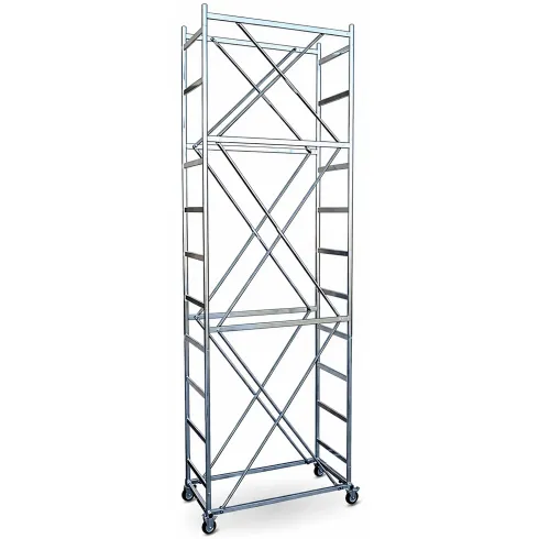 Trabattello Ponteggio Acciaio Piano con Botola Parapetto Ruote 520 cm