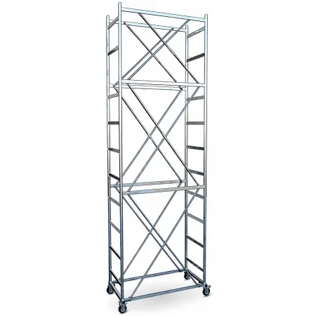 Trabattello Ponteggio Acciaio Piano con Botola Parapetto Ruote 520 cm