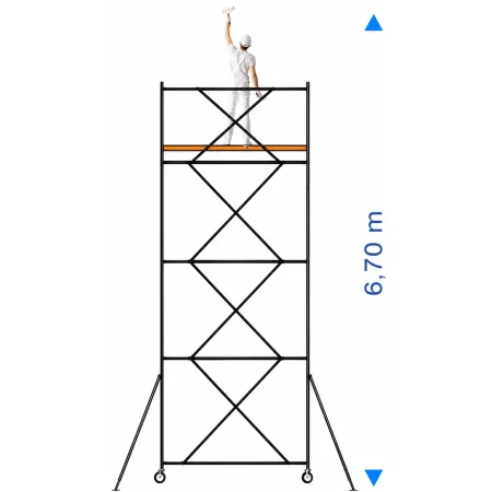 Trabattello Ponteggio Acciaio Piano Parapetto Stabilizzatori 670 cm