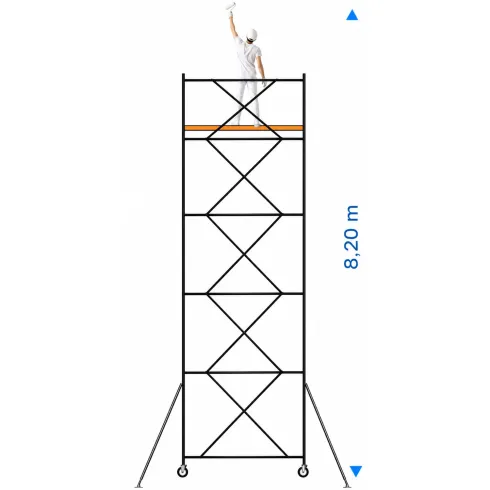 Trabattello Ponteggio Acciaio Piano Parapetto Stabilizzatori 820 cm