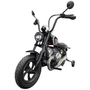 Moto Elettrica per Bambini 24V BMW R18 Nero Sedile Effetto Pelle Luci