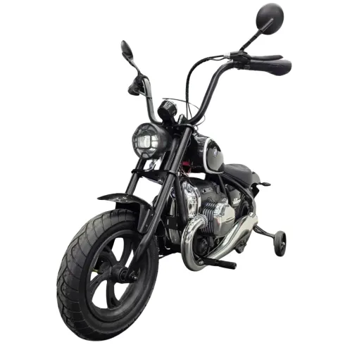 Moto Elettrica per Bambini 24V BMW R18 Nero Sedile Effetto Pelle Luci