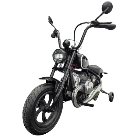 Moto Elettrica per Bambini 24V BMW R18 Nero Sedile Effetto Pelle Luci