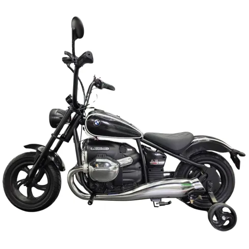 Moto Elettrica per Bambini 24V BMW R18 Nero Sedile Effetto Pelle Luci