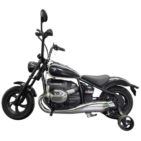 Moto Elettrica per Bambini 24V BMW R18 Nero Sedile Effetto Pelle Luci