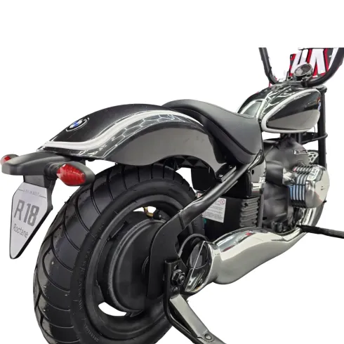 Moto Elettrica per Bambini 24V BMW R18 Nero Sedile Effetto Pelle Luci
