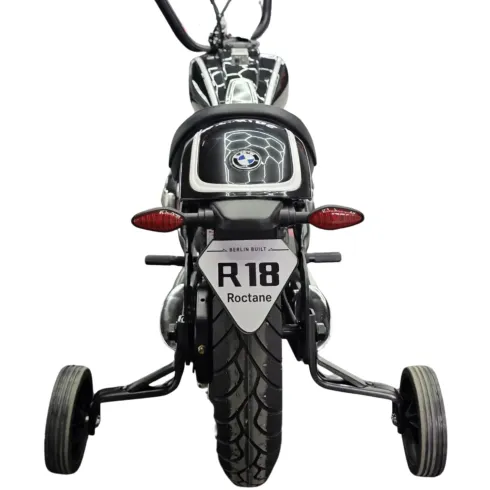 Moto Elettrica per Bambini 24V BMW R18 Nero Sedile Effetto Pelle Luci