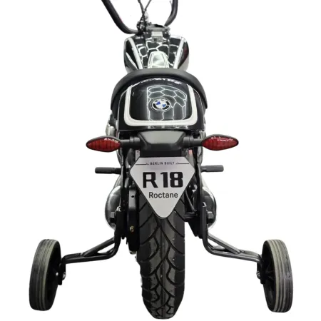 Moto Elettrica per Bambini 24V BMW R18 Nero Sedile Effetto Pelle Luci