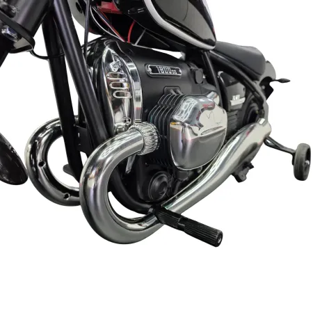 Moto Elettrica per Bambini 24V BMW R18 Nero Sedile Effetto Pelle Luci