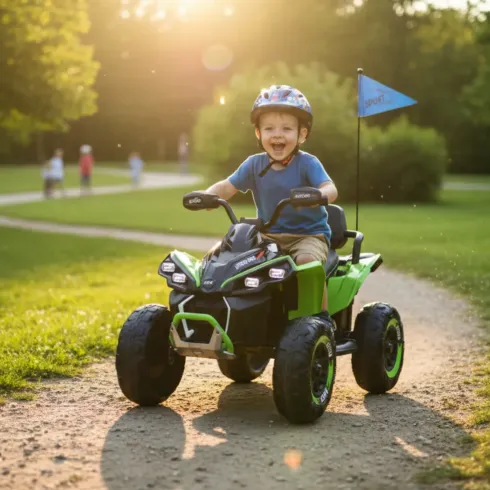 Quad Elettrico per Bambini 24V Verde ATV Safari Telecomando MP3