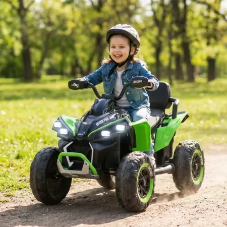 Quad Elettrico per Bambini 24V Verde ATV Safari Telecomando MP3