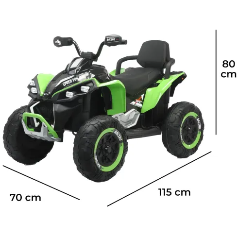 Quad Elettrico per Bambini 24V Verde ATV Safari Telecomando MP3