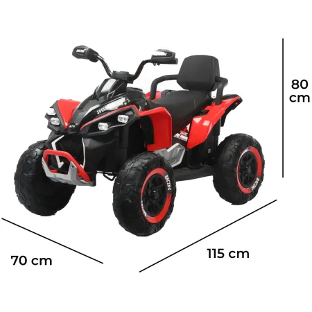 Quad Elettrico per Bambini 24V Rosso ATV Safari Telecomando MP3