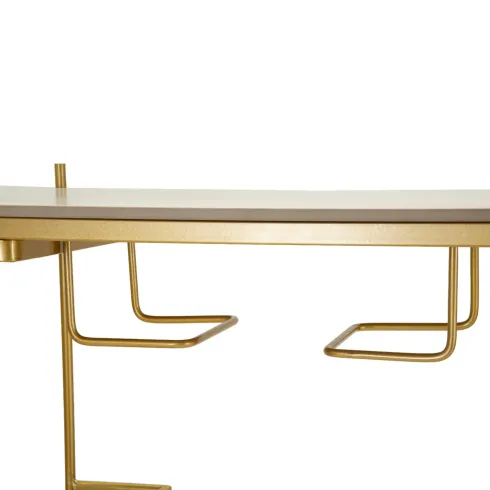 Bancone Bar Penisola Cucina Metallo Marmo Sintetico Bianco Oro Ripiani