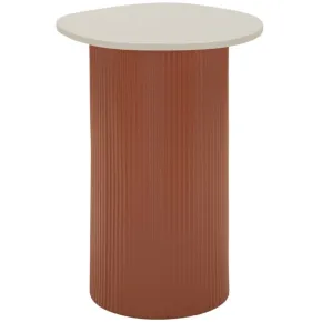 Tavolino da Caffè 53 cm Metallo Piano MDF Marmo Sintetico Rosso Bianco