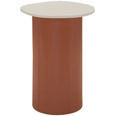 Tavolino da Caffè 53 cm Metallo Piano MDF Marmo Sintetico Rosso Bianco