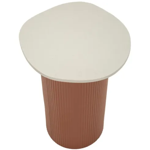 Tavolino da Caffè 53 cm Metallo Piano MDF Marmo Sintetico Rosso Bianco